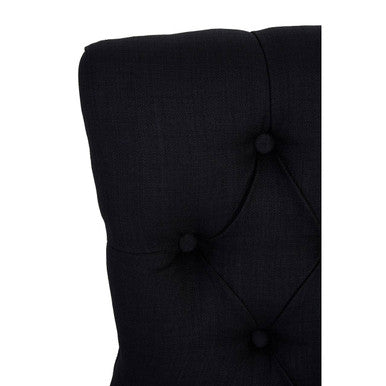 Black Linen Studded Dining Chair | Kensington Townhouse