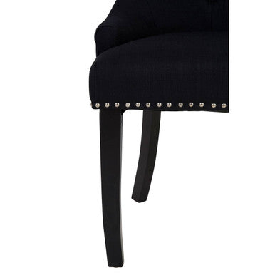 Black Linen Studded Dining Chair | Kensington Townhouse