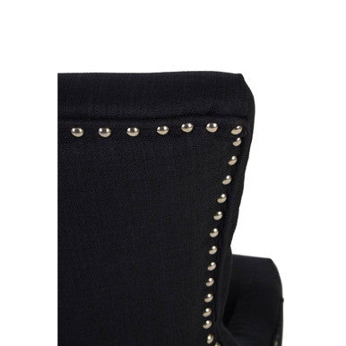 Black Linen Studded Dining Chair | Kensington Townhouse