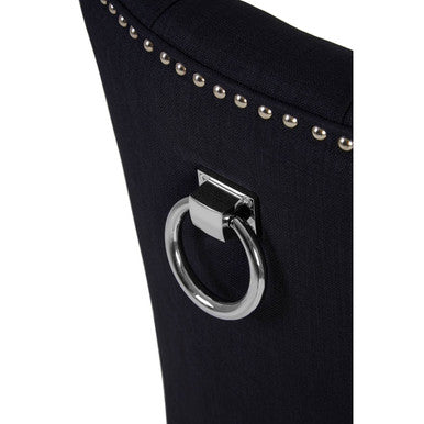Black Linen Studded Dining Chair | Kensington Townhouse