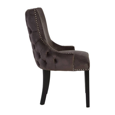 Kensington Townhouse Grey Velvet Button Tufted Dining Chair