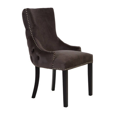 Kensington Townhouse Grey Velvet Button Tufted Dining Chair