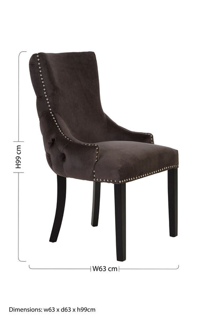 Kensington Townhouse Grey Velvet Button Tufted Dining Chair