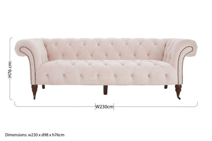 Suri 3 Seat Blossom Fabric Chesterfield Sofa