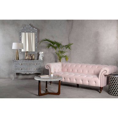 Suri 3 Seat Blossom Fabric Chesterfield Sofa