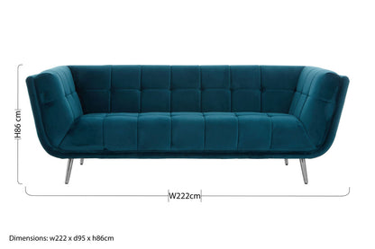 Sabine 3 Seat Green Fabric Sofa