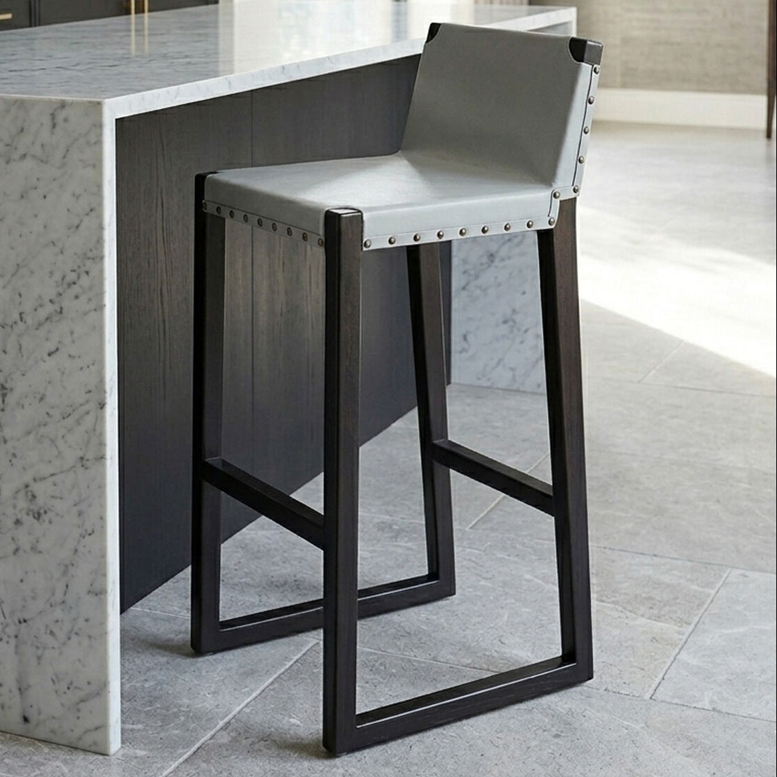 Grey Leather Bar Stool | Kendari