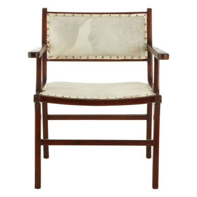 Kendari Leather and Teak Wood Dining Chair