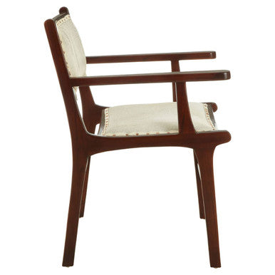 Kendari Leather and Teak Wood Dining Chair