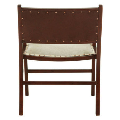 Kendari Leather and Teak Wood Dining Chair