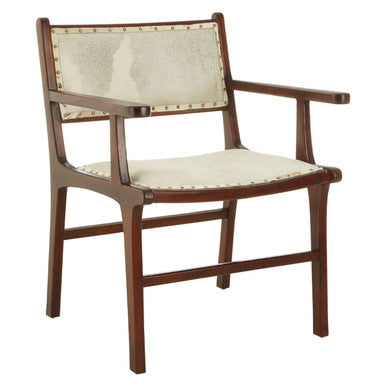 Kendari Leather and Teak Wood Dining Chair