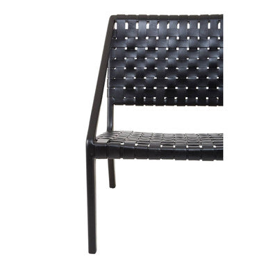 Kendari Black Cow Leather Woven Chair
