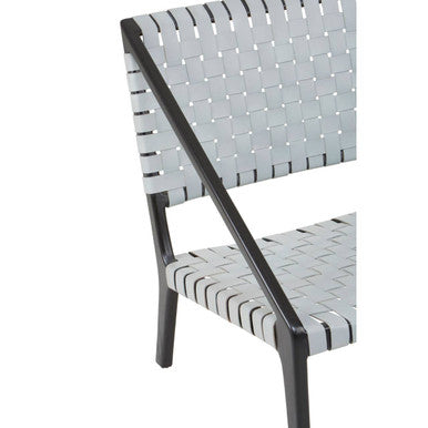 Kendari Grey Leather Woven Chair