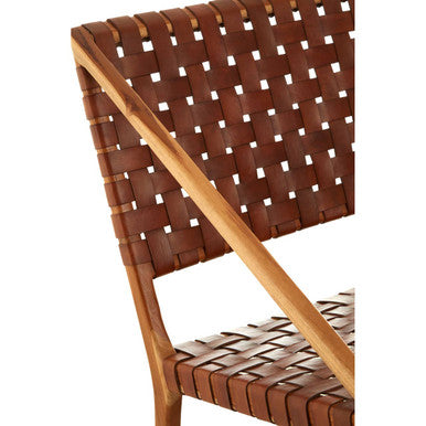Kendari Tan Woven Leather And Teak Chair