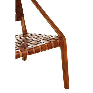 Kendari Tan Woven Leather And Teak Chair