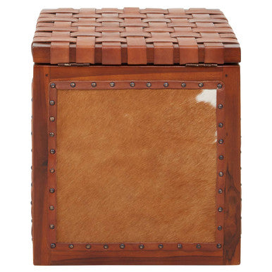 Kendari Hair on Leather Storage Stool