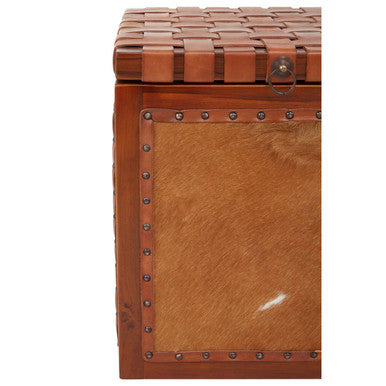 Kendari Hair on Leather Storage Stool
