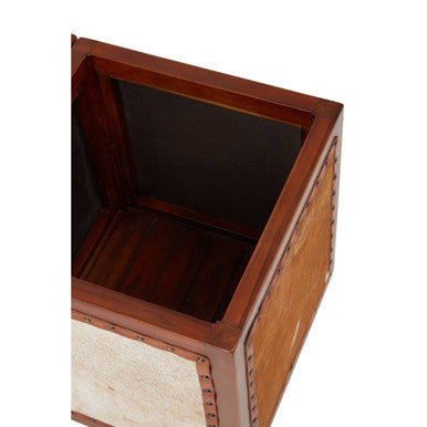 Kendari Hair on Leather Storage Stool