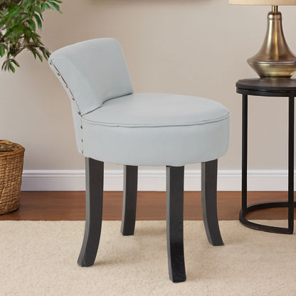 Kendari Grey Leather Rounded Chair with Stud Detail