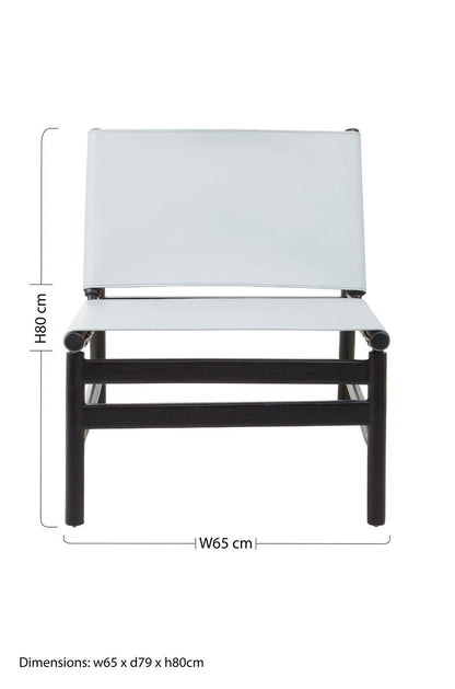 Kendari Grey Leather and Black Teak Modern Sling Chair