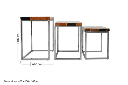 Surak Set Of 3 Teak Wood Nesting Tables