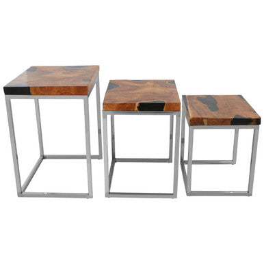 Surak Set Of 3 Teak Wood Nesting Tables