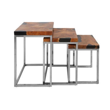 Surak Set Of 3 Teak Wood Nesting Tables