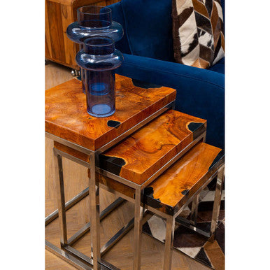 Surak Set Of 3 Teak Wood Nesting Tables