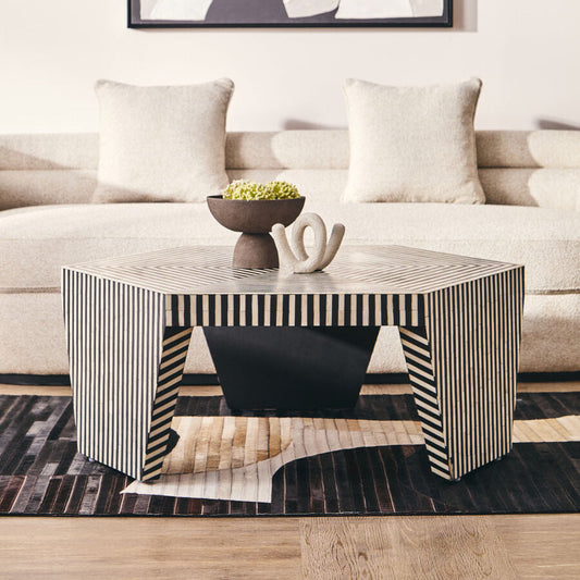 Fusion Striped Bone Inlay Coffee Table
