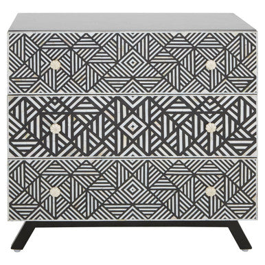 Fusion Black and Mother of Pearl Chest of 3 Drawers