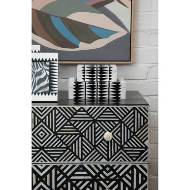 Fusion Black and Mother of Pearl Chest of 3 Drawers
