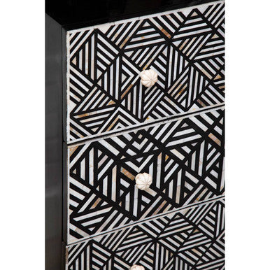 Fusion Black and Mother of Pearl Chest of 3 Drawers