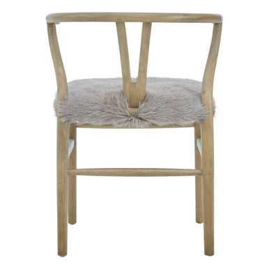Hazel Natural Oak Wood and Grey Fur Dining Chair