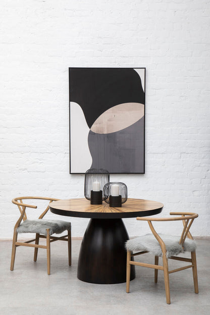 Hazel Natural Oak Wood and Grey Fur Dining Chair