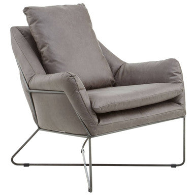 Hugo Grey Faux Leather Chair with Black Metal Frame