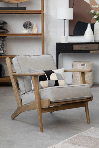 Harry Grey Linen oak frame Armchair