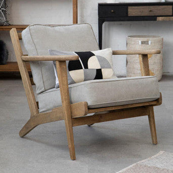 Harry Grey Linen oak frame Armchair