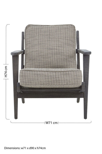 Hector Tweed Armchair With Black Oak Wood Frame