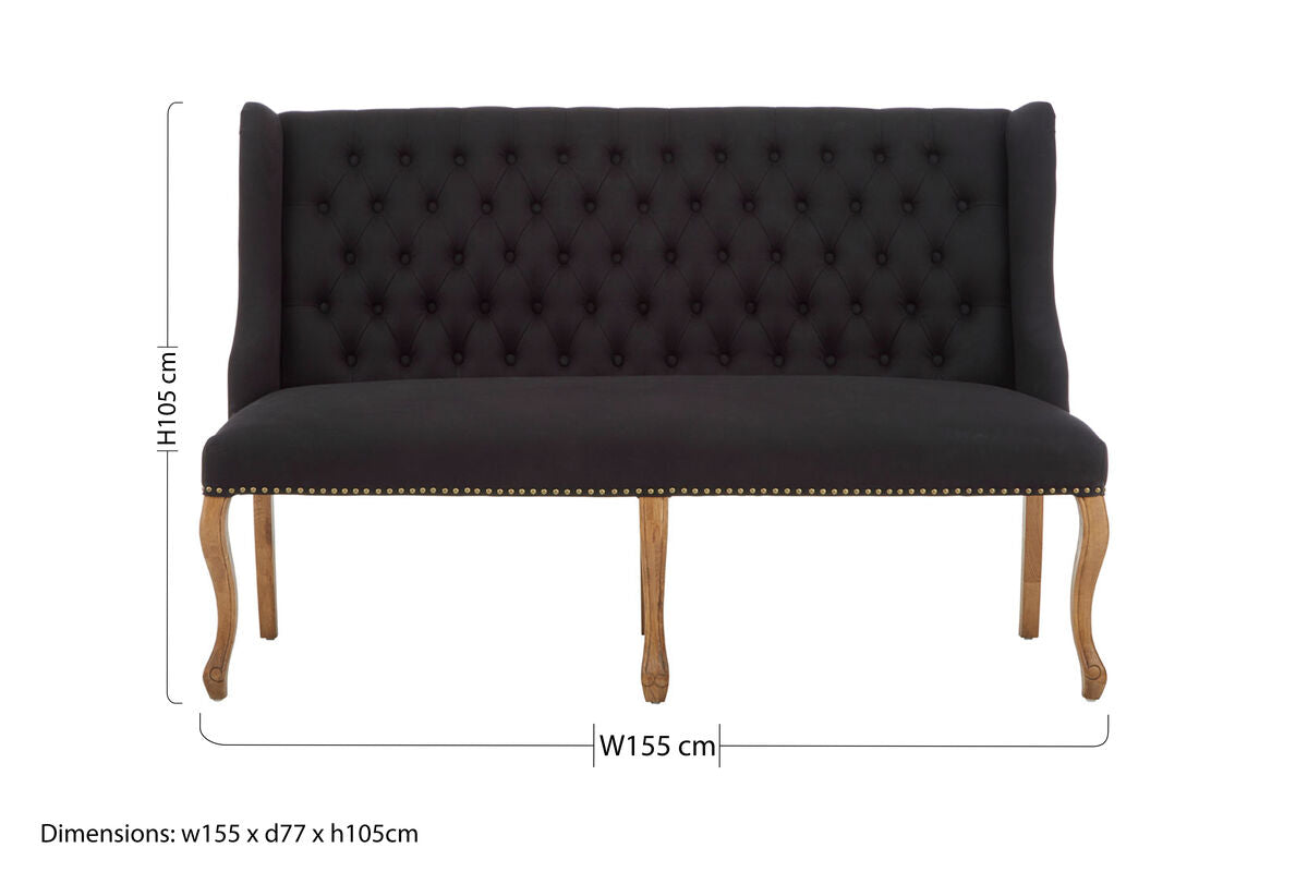 Harrison Black 2 Seat Bench Sofa