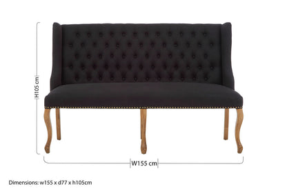 Harrison Black 2 Seat Bench Sofa