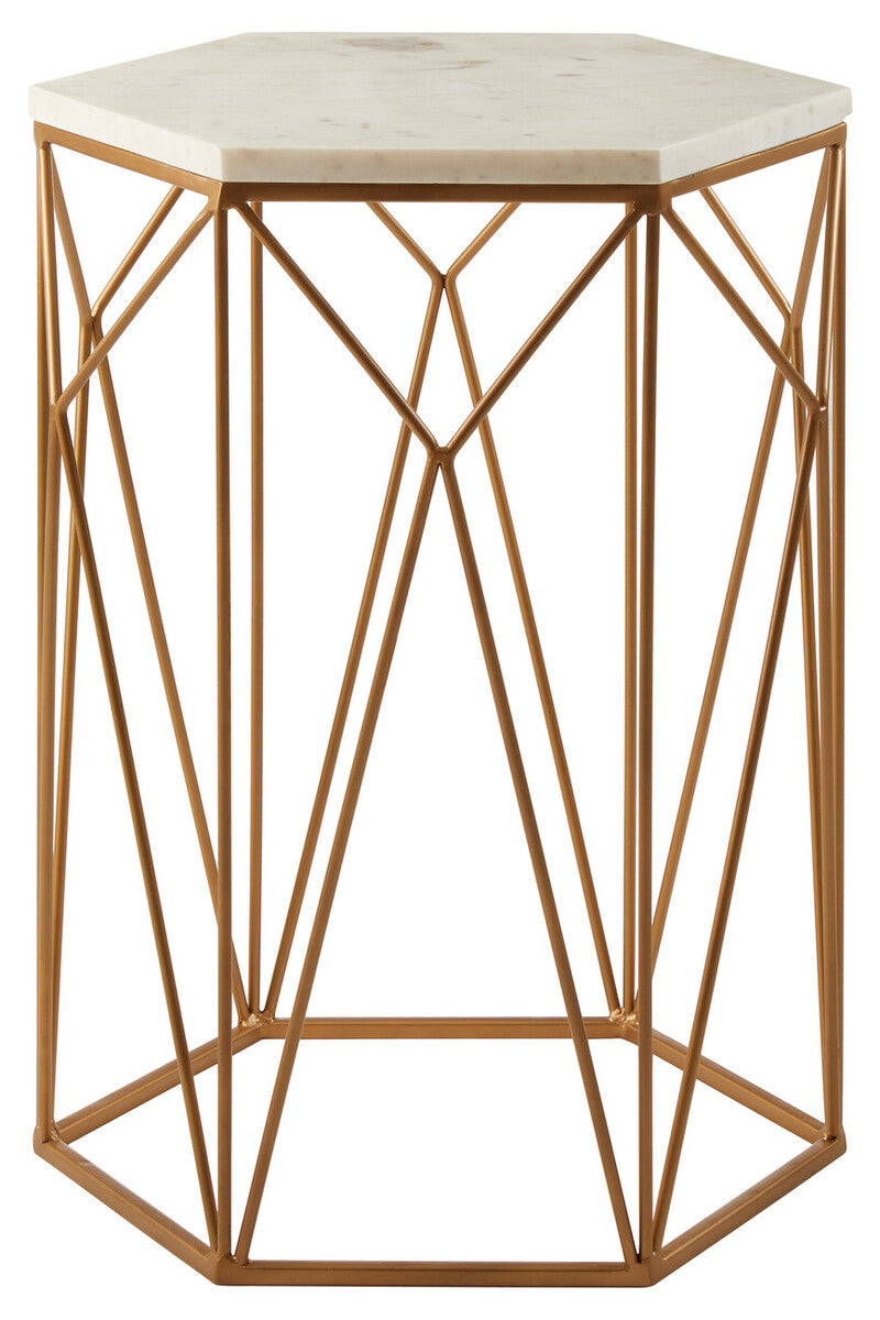 Shalimar Marble top Side Table With Geometric Base