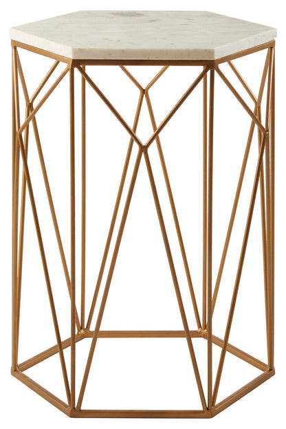 Shalimar Marble top Side Table With Geometric Base
