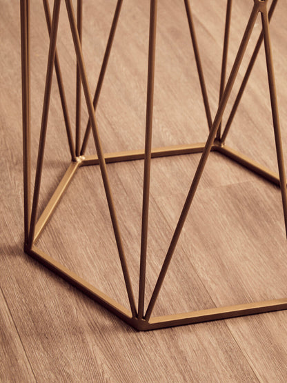 Shalimar Marble top Side Table With Geometric Base