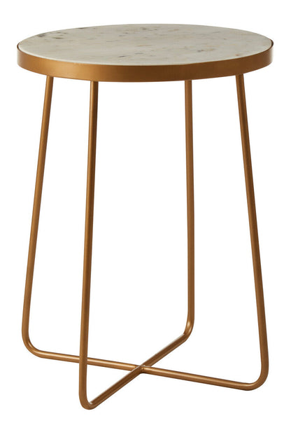 Shalimar Round Marble top Side Table With Cross Base