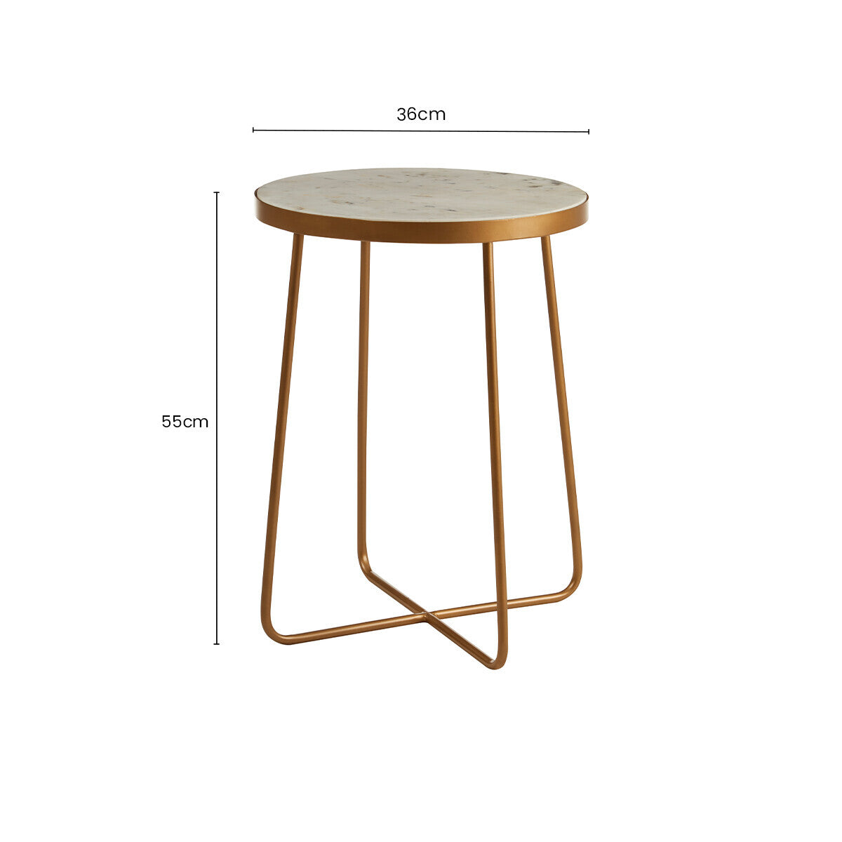 Shalimar Round Marble top Side Table With Cross Base