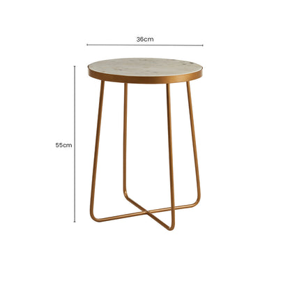 Shalimar Round Marble top Side Table With Cross Base
