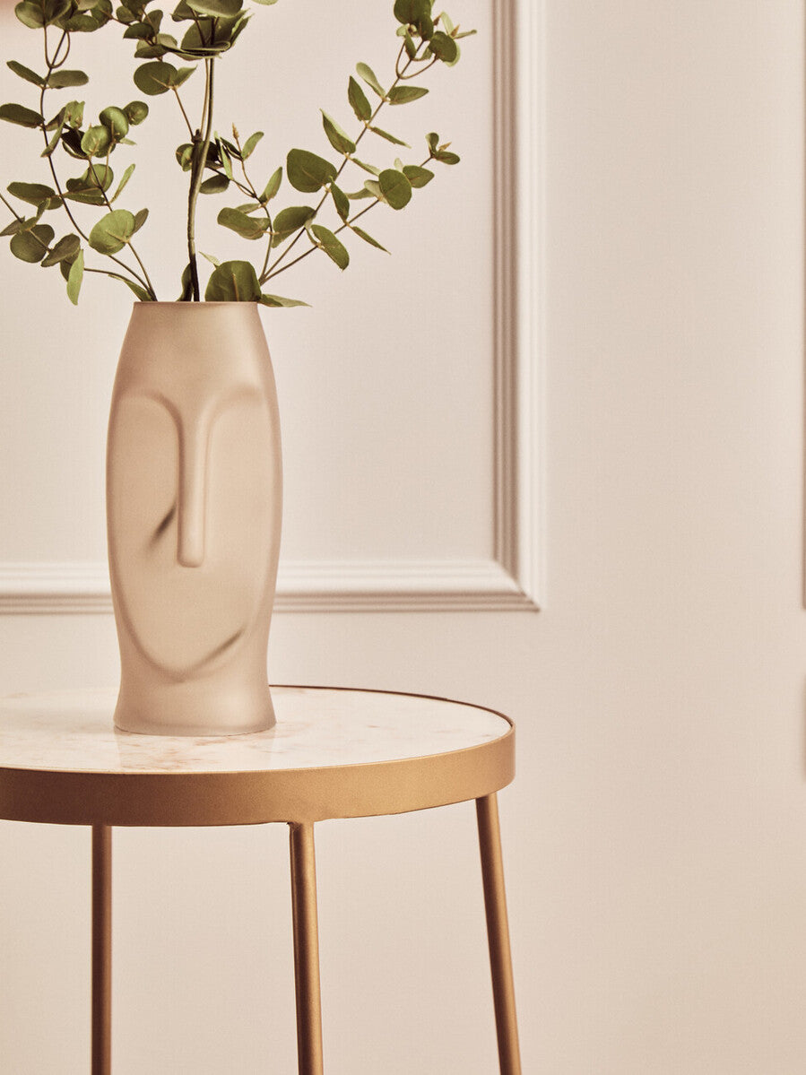 Shalimar Round Marble top Side Table With Cross Base