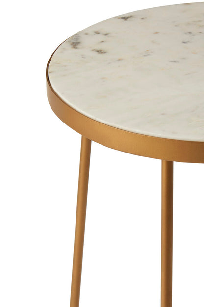 Shalimar Round Marble top Side Table With Cross Base