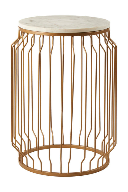 Shalimar Marble Top Round Side Table With Wireframe Base