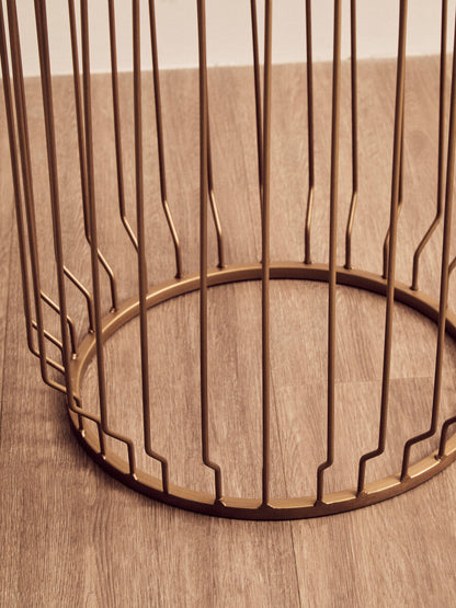 Shalimar Marble Top Round Side Table With Wireframe Base